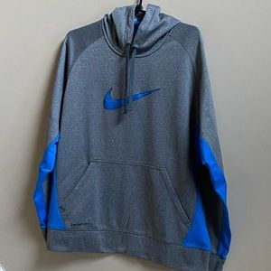 NIKE MENS THERMA- FIT PULLOVER HOODIE SWEATSHIRT/GRAY-BLUE/SIZE L/RN 56323